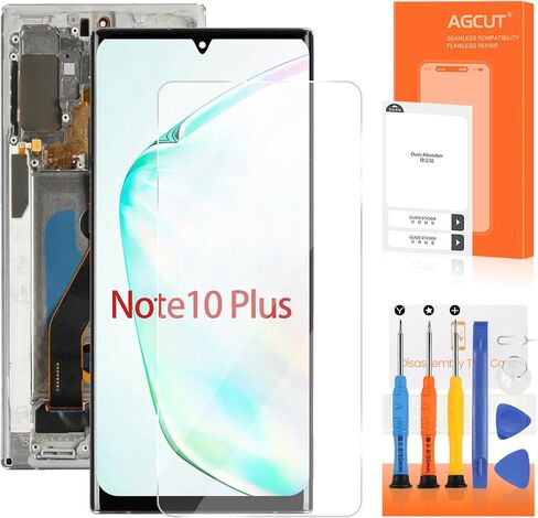 شاشة OLED لهاتف Samsung Galaxy Note 10 Plus بديلة لشاشة Samsung Note 10 Plus LCD SM-N975F SM-N975U LCD تعمل باللمس (تدعم بصمة الإصبع، بدون حواف منحنية) (فضي مع إطار) in Kuwait