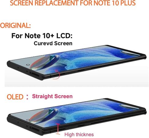 شاشة OLED لهاتف Samsung Galaxy Note 10 Plus بديلة لشاشة Samsung Note 10 Plus LCD SM-N975F SM-N975U LCD تعمل باللمس (تدعم بصمة الإصبع، بدون حواف منحنية) (فضي مع إطار) in Kuwait