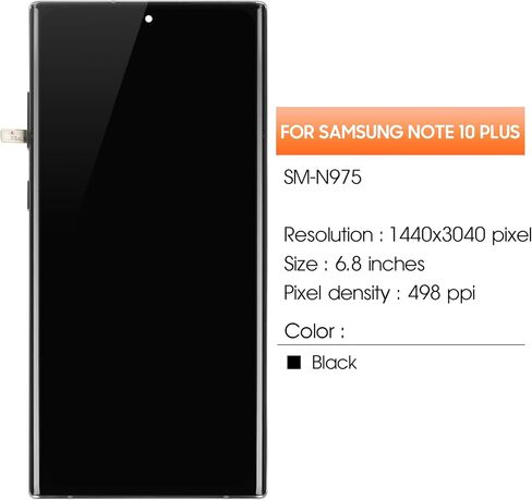شاشة OLED لهاتف Samsung Galaxy Note 10 Plus بديلة لشاشة Samsung Note 10 Plus LCD SM-N975F SM-N975U LCD تعمل باللمس (تدعم بصمة الإصبع، بدون حواف منحنية) (فضي مع إطار) in Kuwait