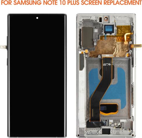 شاشة OLED لهاتف Samsung Galaxy Note 10 Plus بديلة لشاشة Samsung Note 10 Plus LCD SM-N975F SM-N975U LCD تعمل باللمس (تدعم بصمة الإصبع، بدون حواف منحنية) (فضي مع إطار) in Kuwait