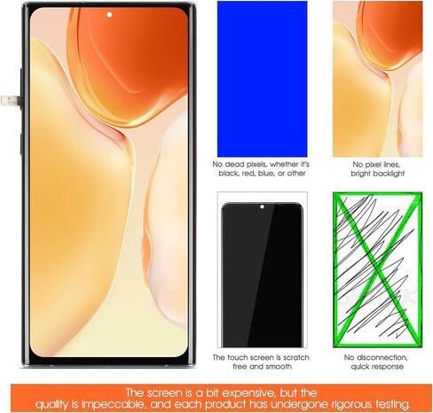شاشة OLED لهاتف Samsung Galaxy Note 10 Plus بديلة لشاشة Samsung Note 10 Plus LCD SM-N975F SM-N975U LCD تعمل باللمس (تدعم بصمة الإصبع، بدون حواف منحنية) (فضي مع إطار) in Kuwait