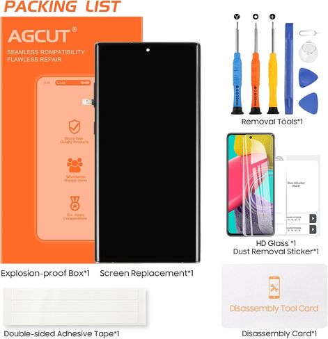 شاشة OLED لهاتف Samsung Galaxy Note 10 Plus بديلة لشاشة Samsung Note 10 Plus LCD SM-N975F SM-N975U LCD تعمل باللمس (تدعم بصمة الإصبع، بدون حواف منحنية) (فضي مع إطار) in Kuwait
