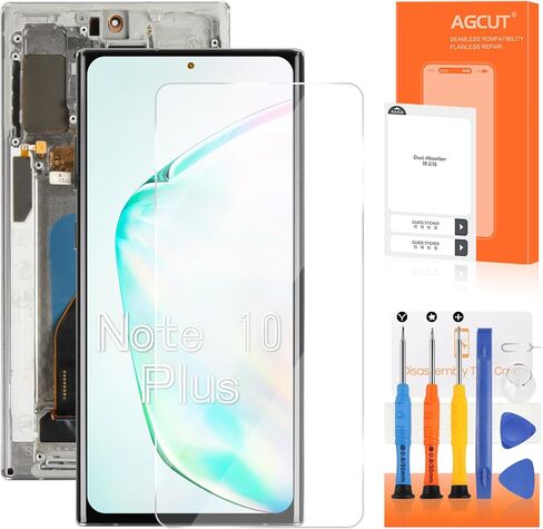شاشة OLED لهاتف Samsung Galaxy Note 10 Plus بديلة لشاشة Samsung Note 10 Plus LCD SM-N975F SM-N975U LCD تعمل باللمس (تدعم بصمة الإصبع، بدون حواف منحنية) (فضي مع إطار) in Kuwait
