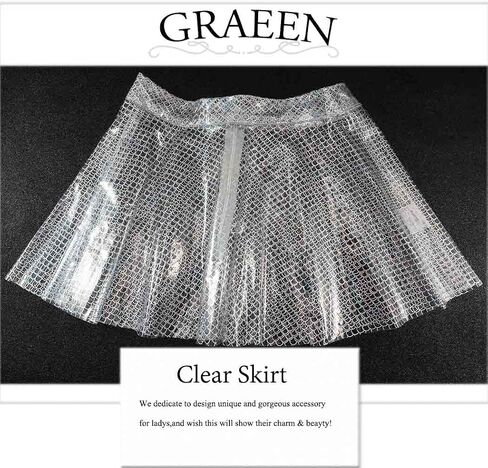 GRAEEN Women‘s Flared Pleated Skirts Sparkly See Through Mini Skirt High Waisted Clubwear Skirt Novelty Clear Skirt for Women in Saudi Arabia