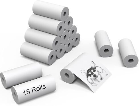15 Rolls Premium Mini Printer Paper, Regular Thermal Paper Rolls for Mini Pocket Thermal Printer, Receipt Thermal Printer - 57mm x 5.8m, Diameter 25mm, Smooth,Flexible, 10 Years Duration in Kuwait