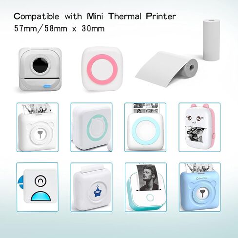 15 Rolls Premium Mini Printer Paper, Regular Thermal Paper Rolls for Mini Pocket Thermal Printer, Receipt Thermal Printer - 57mm x 5.8m, Diameter 25mm, Smooth,Flexible, 10 Years Duration in Kuwait