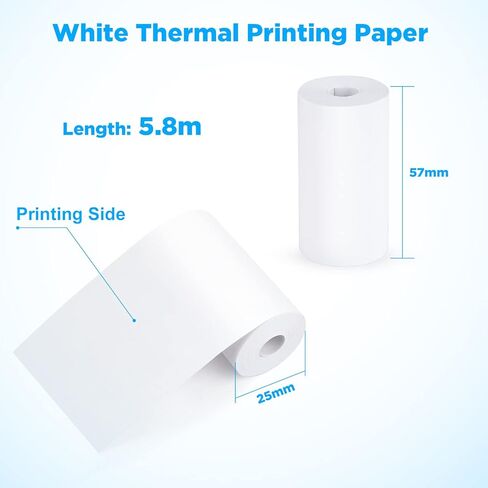 15 Rolls Premium Mini Printer Paper, Regular Thermal Paper Rolls for Mini Pocket Thermal Printer, Receipt Thermal Printer - 57mm x 5.8m, Diameter 25mm, Smooth,Flexible, 10 Years Duration in Kuwait