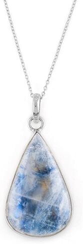 100% Natural Blue Sheen Moonstone Crystal Stone Handmade Dainty Pendant Necklace For Women, Crystals and Healing Stones, Birthstone Jewelry, 925 Sterling Silver, Christmas Gifts in Saudi Arabia