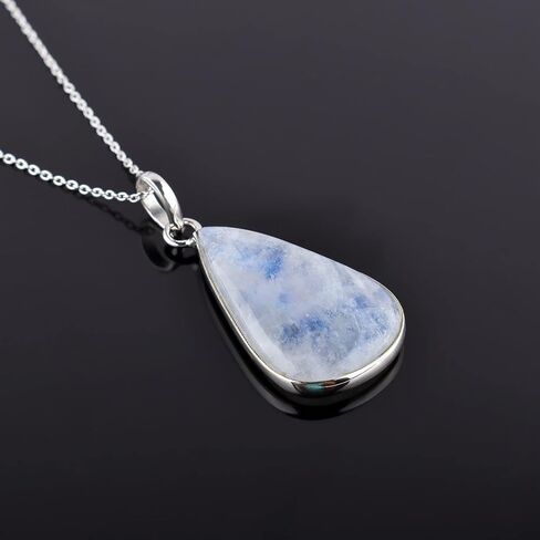 100% Natural Blue Sheen Moonstone Crystal Stone Handmade Dainty Pendant Necklace For Women, Crystals and Healing Stones, Birthstone Jewelry, 925 Sterling Silver, Christmas Gifts in Saudi Arabia