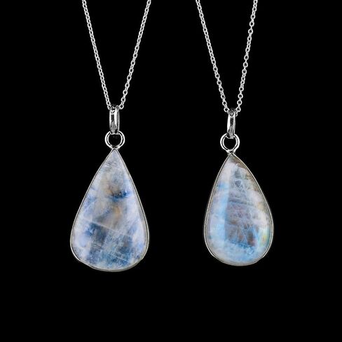 100% Natural Blue Sheen Moonstone Crystal Stone Handmade Dainty Pendant Necklace For Women, Crystals and Healing Stones, Birthstone Jewelry, 925 Sterling Silver, Christmas Gifts in Saudi Arabia