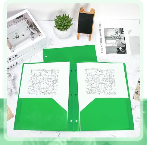 مجلدات بلاستيكية من Yeaqee مع جيوب كبيرة الحجم 3 فتحات مثقوبة و2 مجلد ملفات جيب لـ 3 حلقات لمكتب المعلم الطلاب (متعددة الألوان، 100 قطعة) in Kuwait