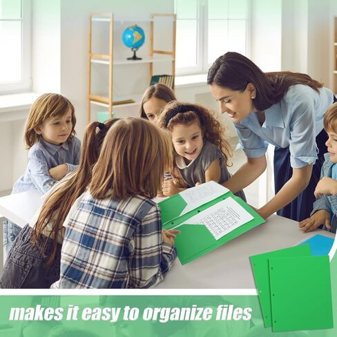 مجلدات بلاستيكية من Yeaqee مع جيوب كبيرة الحجم 3 فتحات مثقوبة و2 مجلد ملفات جيب لـ 3 حلقات لمكتب المعلم الطلاب (متعددة الألوان، 100 قطعة) in Kuwait