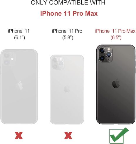 Defencase Compatible with iPhone 11 Pro Max Case Wallet with RFID Blocking Card Holder for Women Men, PU Leather Magnetic Snap Flip Zipper Strap Wallet Phone Case Fit for iPhone 11 Pro Max 6.5", Black in Saudi Arabia