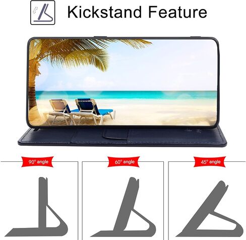 for Samsung Galaxy S9+ / S9 Plus 6.2" Wallet Case，Cowhide Genuine Leather Folio Flip Cover Shell Anti-Fall Shockproof TPU [RFID Blocking] Credit Card Holder [Kickstand Function] Folding,Men Blue in Saudi Arabia