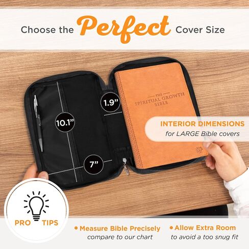 Christian Art Gifts Polyester Bible Cover with Zippered Pocket and Pen Storage for Men and Women: Hope in The Lord - Isaiah 40:31 Inspirational Bible Verse, Charcoal Gray, Large in Saudi Arabia