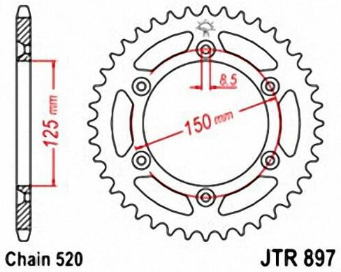 JT Sprockets JTR897.47 47T Steel Rear Sprocket in Saudi Arabia