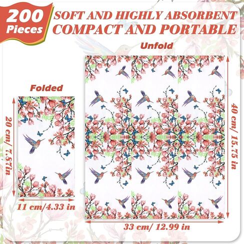 200 Count Disposable Bathroom Hand Towels Guest Paper Towels for Bathroom Butterfly Flower Napkin Paper Disposable Flower Guest Napkins for Birthday Holiday Party Supplies (Butterfly) in Saudi Arabia