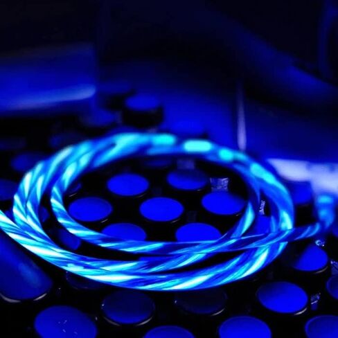 LED Fast Charger. Glow in The Dark. USB. Compatible with Smart Phones 13 12 Mini Pro Max SE 11 Xs Max XR X 8 7 6 Plus 5S iPad Pro Air pods (6FT) (Blue) in Saudi Arabia