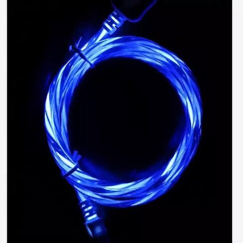 LED Fast Charger. Glow in The Dark. USB. Compatible with Smart Phones 13 12 Mini Pro Max SE 11 Xs Max XR X 8 7 6 Plus 5S iPad Pro Air pods (6FT) (Blue) in Saudi Arabia