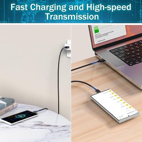 2 Pack 6ft USB-C to USB-C Cables, Impressive 20,000-Bend Lifespan - Ingenious Reversible Design - High-Speed Fast Charging Included (Black) in Saudi Arabia