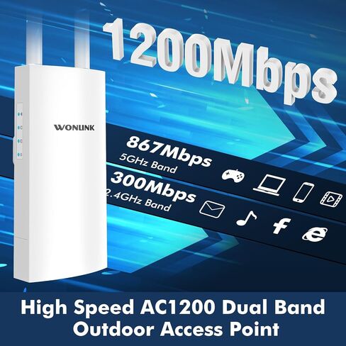 نقطة وصول لاسلكية جيجابت AC1200 في الهواء الطلق، معزز إشارة موسع واي فاي عالي الطاقة في الهواء الطلق مع نطاق مزدوج PoE، مكرر واي فاي طويل المدى، يدعم أوضاع جهاز التوجيه/AP/مكرر مقاوم للماء، IP66 in Kuwait