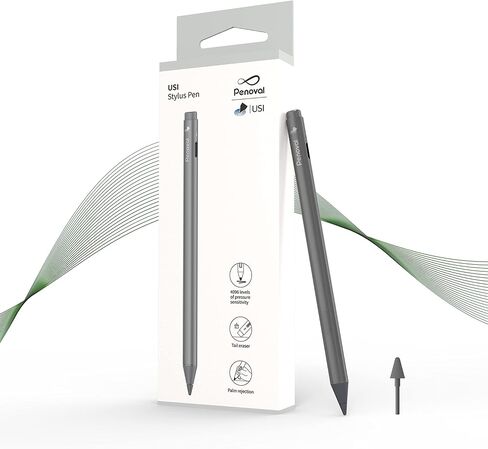 قلم Penoval USI Stylus Pen لبعض نماذج Chromebook مع ممحاة الذيل، 4096 مستوى ضغط لجهاز Lenovo chromebook Duet، Acer Chromebook Spin 713، HP Chromebook x2 11، طرف احتياطي in Kuwait