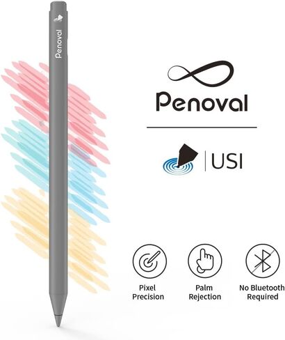 قلم Penoval USI Stylus Pen لبعض نماذج Chromebook مع ممحاة الذيل، 4096 مستوى ضغط لجهاز Lenovo chromebook Duet، Acer Chromebook Spin 713، HP Chromebook x2 11، طرف احتياطي in Kuwait