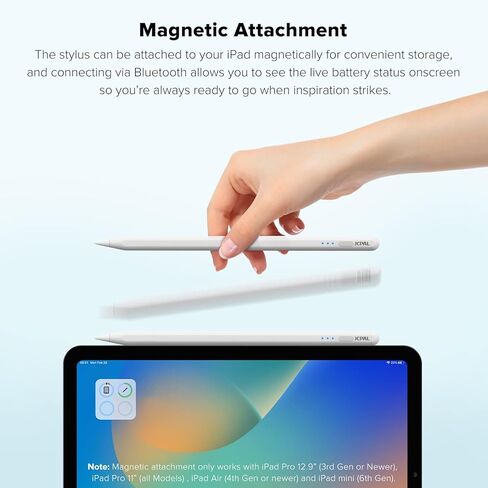 قلم JCPal Stylus لجهاز iPad مع الشحن السريع والاختصارات ورفض راحة اليد وحساسية الإمالة | قلم iPad مغناطيسي متوافق مع 2018 أو أحدث Apple iPad Pro وiPad Air وiPad وiPad Mini in Kuwait