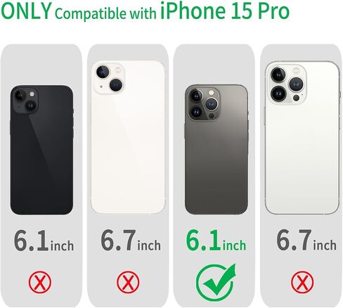 JJGoo متوافق مع حافظة iPhone 15 Pro، حافظة هاتف شفافة مقاومة للصدمات، غطاء واقٍ خلفي صلب مضاد للخدش من البولي كربونات، شفاف in Kuwait