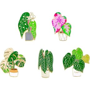 5pcs مجموعة بروش النبات لطيف، دبابيس المينا النباتات الكرتون، دبابيس النبات بروش النبات الأخضر، دبوس شارة لطيف طية صدر السترة، شارات دبوس الإبداعية لحقائب الملابس وحقائب الظهر والسترات قبعة الديكور in Kuwait