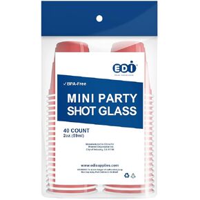 EDI Disposable Red Plastic Mini Party Shot Glasses (2 oz) (40)