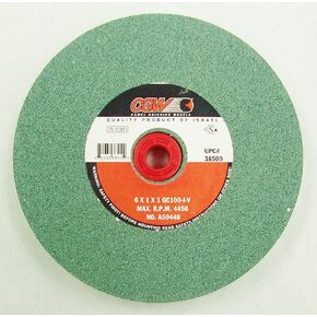 6X1X1(Telescopic Bushing for 3/4", 5/8", 1/2" Arbor) Green Silicon Carbide Bench/Pedestal Grinding Wheel (100-I)