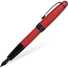 Cross Bailey Matte Red Lacquer Fountain Pen with polished black PVD appointments, Extra Fine Nib