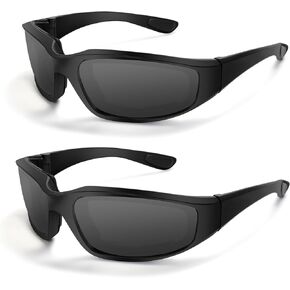 2 Pair Motorcycle Riding Glasses, Padding Goggles Motorcycle Polarized Sunglasses Sun Glasses UV Protection