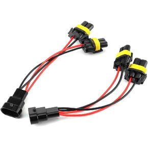 KIMISS Headlamp Splitter Harness, 2Pcs 9005/9006 Male to Female One-to-Two Splitter Wires Harness for Car Headlights Retrofit