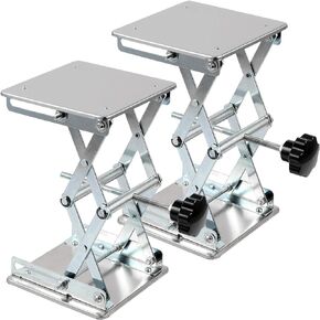 2 PCS 6 x 6 Inches Lab Jack Scissor Stand, 10 KG Stainless Steel Laboratory Lift Stand, Mini Lab Lift Stand Table Lifting Jack Platform, Expandable Table Height Range from 75mm to 260mm