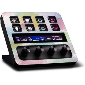 MightySkins Carbon Fiber Skin Compatible with Elgato Stream Deck + Watercolor White | Protective, Durable Textured Carbon Fiber Finish | Easy to Apply