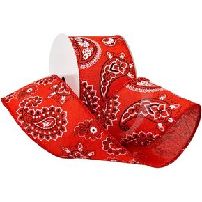Morex Ribbon Wired Texas Two Step Ribbon, 2.5 inches by 10 Yards, Red, 7527.60/10-609