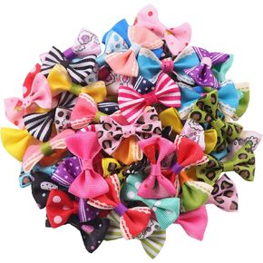 YAKA 60pcs(30pairs) 1.5inch Grosgrain Ribbon Mini Bow Ties Craft Rose Appliques Craft Wedding Hair Bow DIY Decor 30Color (Style1)