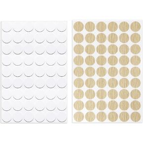 uxcell Screw Hole Covers Stickers Textured PVC Self Adhesive Stickers for Wood Furniture Cabinet Shelve Plate 21mm Dia Oak/White Pack of 4 Sheets