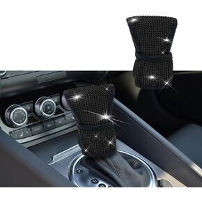 Bling Auto Gear Shift Knob Cover, Knob Gear Stick Protector, Car Shifter Gear Hand Brake Cover with Glitter Bling Rhinestones Automotive Interior Accessories Universal for Car