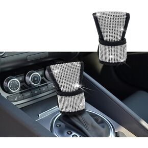 Bling Auto Gear Shift Knob Cover, Knob Gear Stick Protector, Car Shifter Gear Hand Brake Cover with Glitter Bling Rhinestones Automotive Interior Accessories Universal for Car