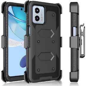 Tekcoo Holster Case for Motorola Moto G 5G | 2023 Only | XT2313 [Tshell] Shock Absorbing [Built-in Screen Protector] [Kickstand Locking Belt Clip] Carrying Swivel Defender Full Body Cover - Black