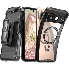 for Google Pixel 8 (2023) Case with Belt Clip Holster - Compatible with Magsafe Base Phone Case for Google Pixel 8 - Black
