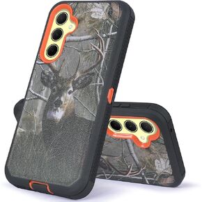 Compatible for Samsung Galaxy A35-5G Case with Clip Belt Holster, Heavy Duty Military Grade Drop Protective Case with Built in Screen Protector (Black)