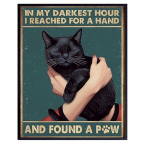 Cute Cat Wall Decor for Women - Black cat Quotes Wall Art for Bathroom, Bedroom, Kitchen, Living Room, Office - Gift for Cat Mom, Cat Lady, Woman, Girl - Pet Memorial Poster - Yellowbird Art & Design