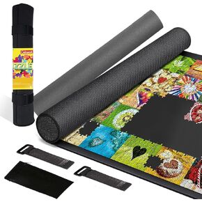 Rubber Jigsaw Puzzle Mat 1000 Pieces | 20" x 27"Puzzle Mats Roll Up | Jigsaw Puzzle Mats for Adult Puzzles Storage and Saver | Work with Puzzle Board and Puzzle Table