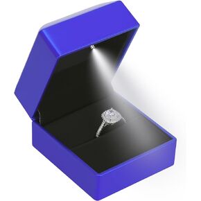 LED Ring Earring Box for Proposal, Wedding, Engagement， Luxury Jewelry Gift Box with LED Light, Jewellry Display Box (Black)