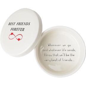 kullder Gifts for Sister, Ceramic Trinket Box, Personalized Round Jewelry Box for Ring and Bracelet, Birthday Keepsake from Sisters