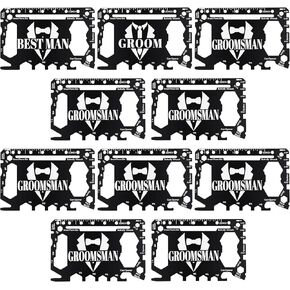 10 Pcs Groomsmen Gift 46 in 1 Bottle Openers Credit Card Multitool Black Stainless Steel Multitool Card Gifts for Wedding Bachelor Party for Men Groom and Groomsmen in Kuwait